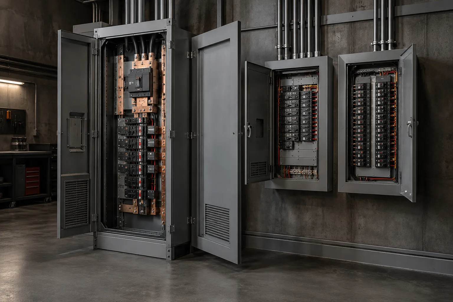 Illustration of switchgear and distribution equipment: Power Distribution Boards