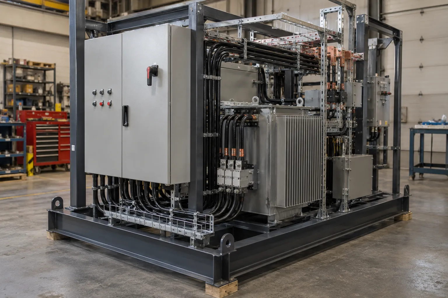 Illustration of a custom electrical control assembly: Integrated Equipment Skids