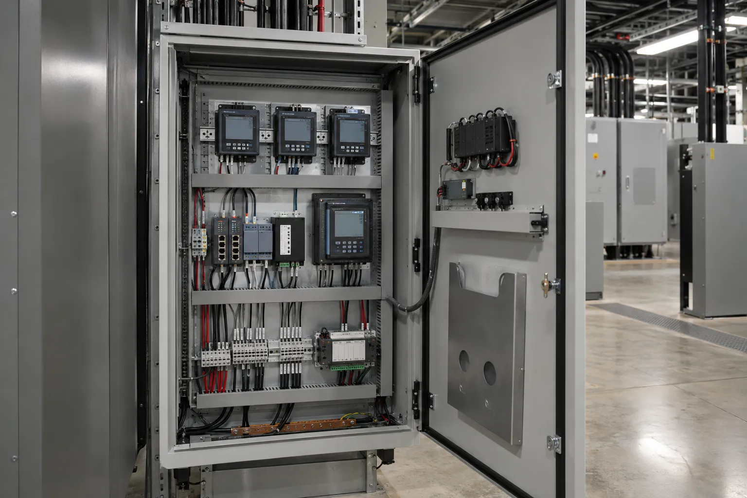 Illustration of data center power distribution equipment: Power Monitoring & Controls