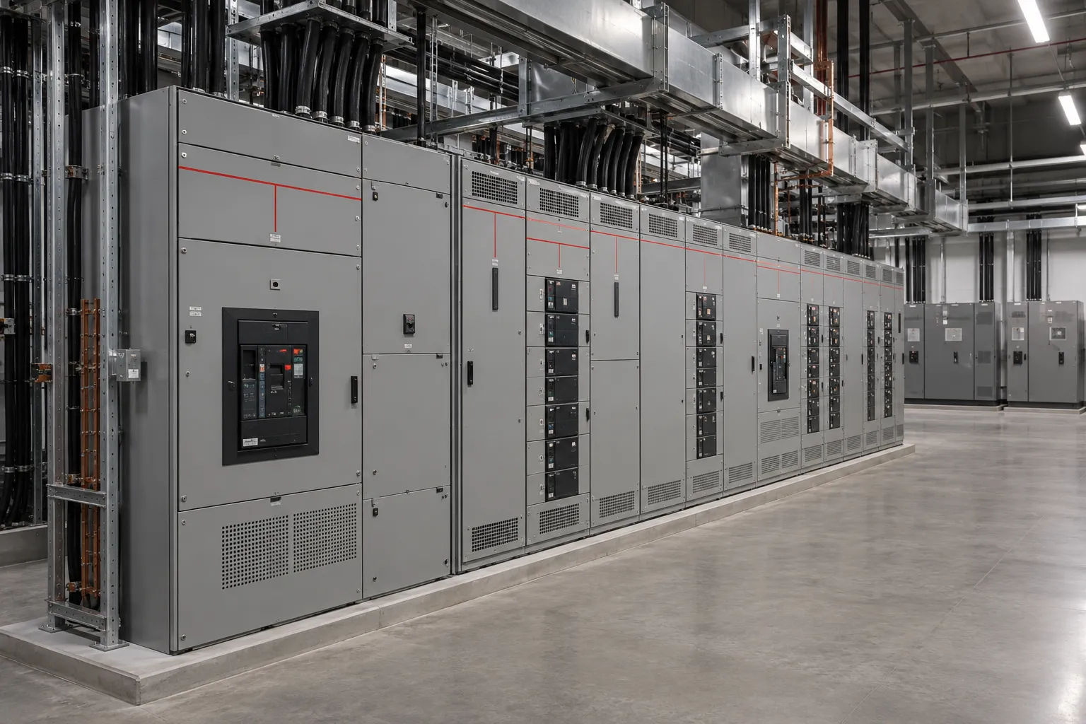 Illustration of data center power distribution equipment: Main Distribution Switchboards