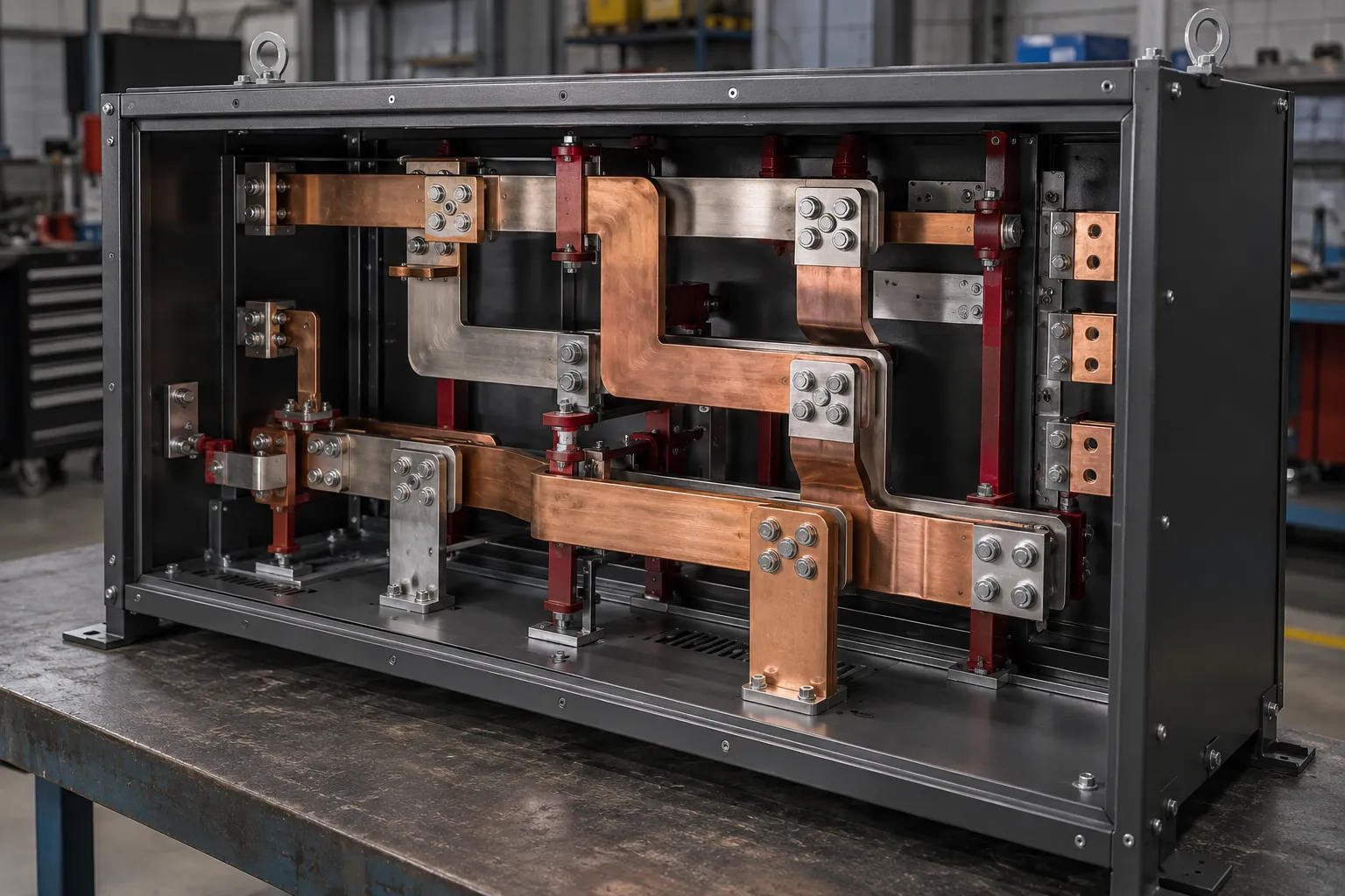 Illustration of a custom electrical control assembly: Custom Busbar Assemblies