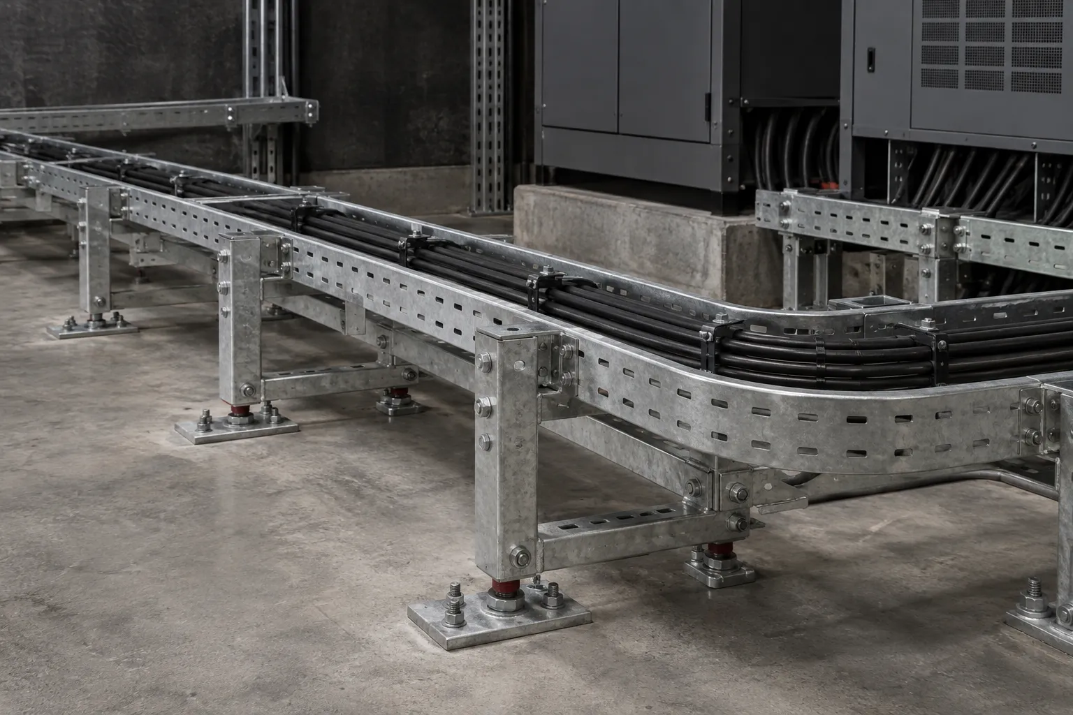 Illustration of cable management equipment: Floor-Mounted Supports