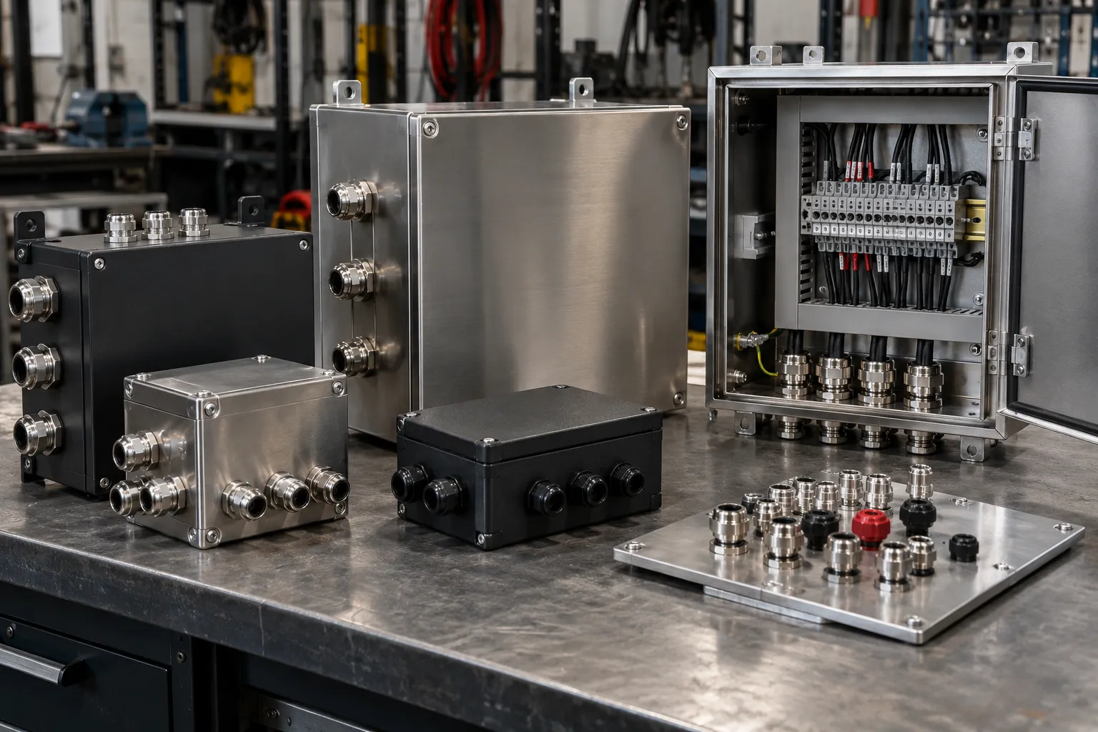 Illustration of a custom electrical control assembly: Junction Boxes